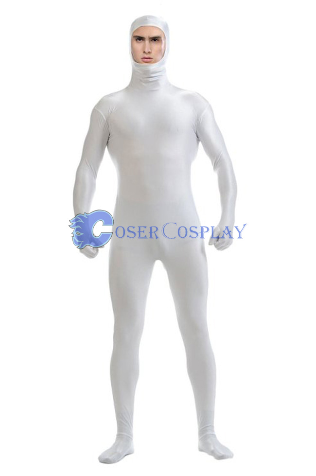 Open Face Lycra Spandex Zentai White